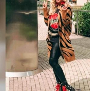 LEITH Tan Dale Zebra Long Cardigan-Size XS (NWT).